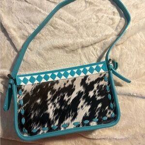 Turquoise and Cowhide shoulder bag